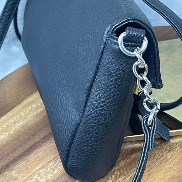 Kenneth Cole Reaction Crossbody Bag Black Pebbled Faux Leather Snap Flap Zipper - Picture 3 of 16